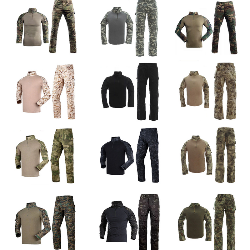 SABADO Camicia e Pantaloni Tattici da Combattimento con Zip 1/4 da Uomo Set Uniforme Militare da Caccia a Maniche Lunghe