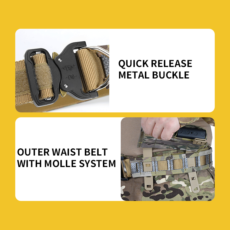 Cintura tattica di grado militare in nylon Sabado 500D con combattimento con fibbia a rilascio rapido (pacchetto interno/esterno/EDC)