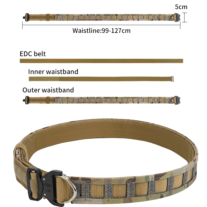 Cintura tattica di grado militare in nylon Sabado 500D con combattimento con fibbia a rilascio rapido (pacchetto interno/esterno/EDC)